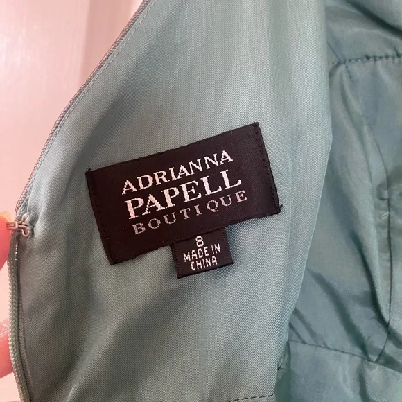 Adrianna Papell Boutique Elegant Teal and Gold Dress - Picture 12 of 14